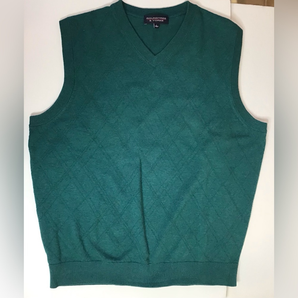 Roundtree and Yorke Green Cotton Sweater Vest
